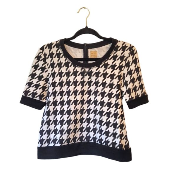 Zara Black & White Houndstooth Short Sleeve Sweatshirt - Picture 1 of 5
